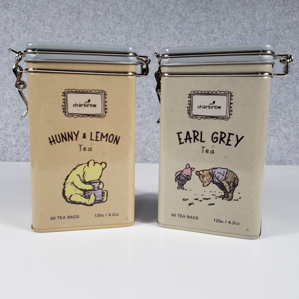 Disney Winnie the‎ Pooh Charbrew Tea Tin Set Hunny Lemon / Earl Grey 120ct New